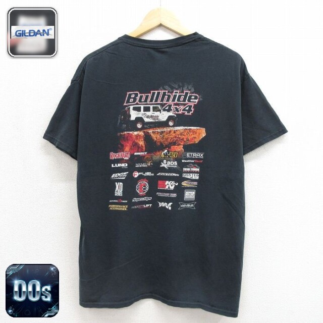 00s 半袖Tシャツ Bullhide企業広告 ブラック メンズL相当 | 古着