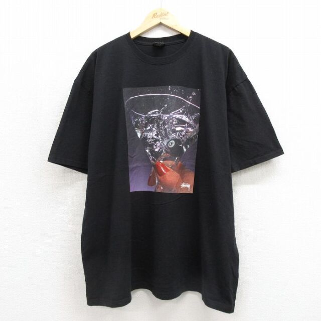 XL★古着 ステューシー 半袖 Tシャツ メンズ 大きいサイズ クルーネック ブラック【spe】 26jul15