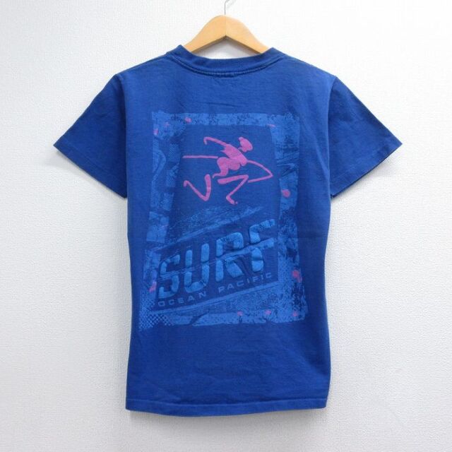 M★古着 オーシャンパシフィック OP 半袖 ビンテージ Tシャツ メンズ 90年代 90s サーフィン コットン クルーネック USA製 ブルー【spe】 26jul23