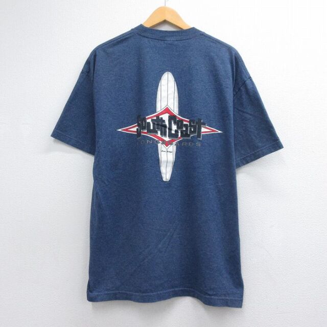 00s 半袖Tシャツ ロングボード ネイビー メンズXL相当 | 古着
