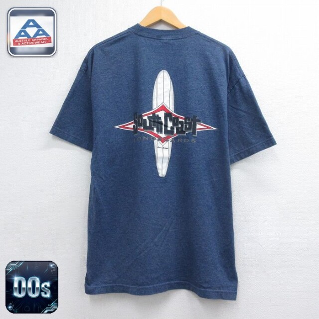 00s 半袖Tシャツ ロングボード ネイビー メンズXL相当 | 古着