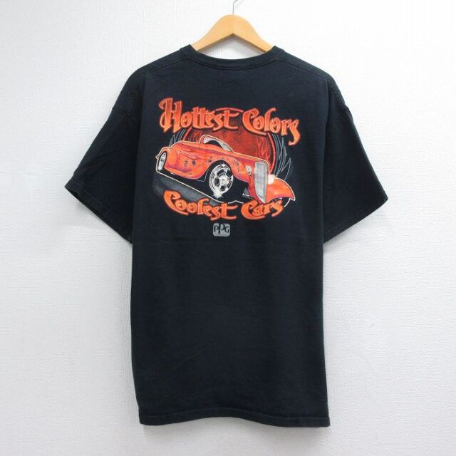 00s 半袖Tシャツ ホットロッド ブラック メンズXL相当 | 古着