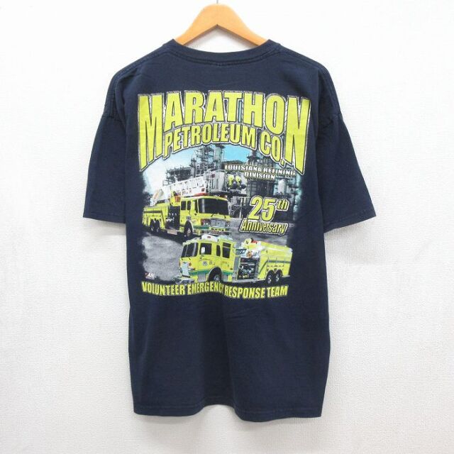 00s 半袖Tシャツ 消防署ボランティア ネイビー メンズXL相当 | 古着