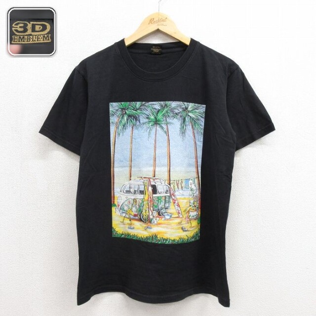 半袖Tシャツ サーフボード ブラック メンズM相当 | 古着
