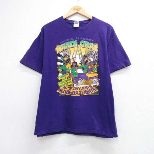 Gildan 00s 半袖Tシャツ マルディグラ モバイル クラシックカー パープル メンズL相当 | 古着