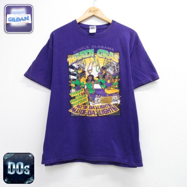 Gildan 00s 半袖Tシャツ マルディグラ モバイル クラシックカー パープル メンズL相当 | 古着