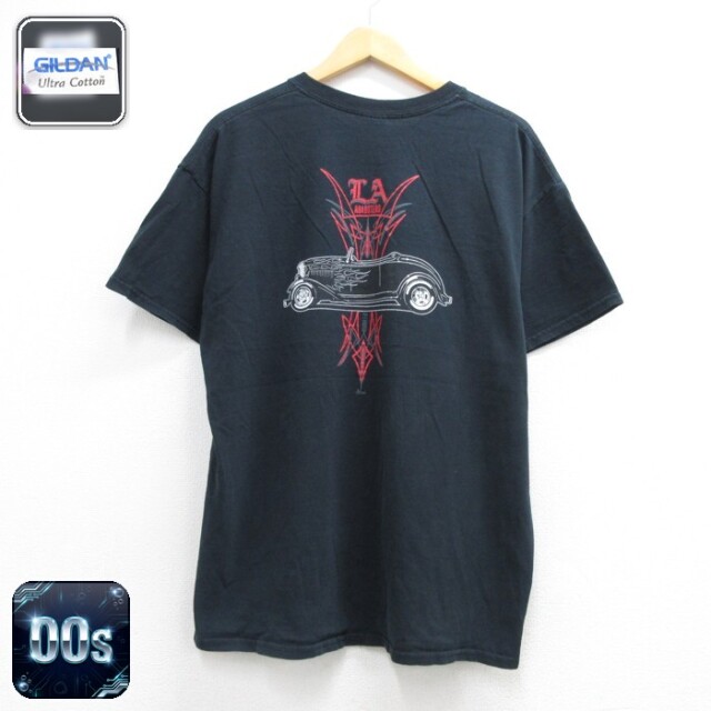 Gildan 00s 半袖Tシャツ LAロードスターズホットロッド ブラック メンズXL相当 | 古着
