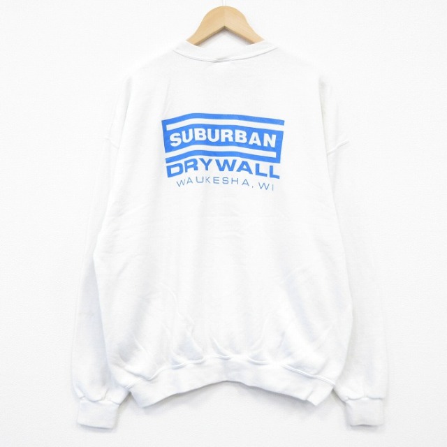 XL★古着 長袖 スウェット メンズ 90年代 90s DRYWALL 大きいサイズ クルーネック USA製 白 25nov11