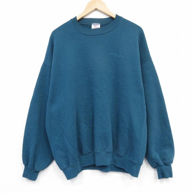 【20%OFF】XL★古着 ジャージーズ 長袖 スウェット メンズ 90年代 90s ヘルスケア 大きいサイズ クルーネック USA製 青緑 25nov11