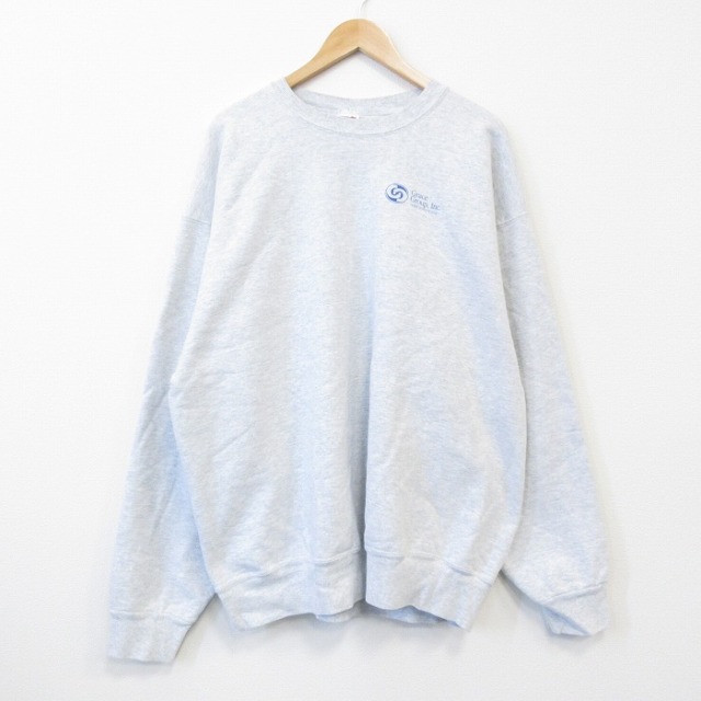 XL★古着 フルーツオブザルーム  長袖 スウェット メンズ 90年代 90s Grace 大きいサイズ クルーネック USA製 薄グレー 霜降り 25nov11