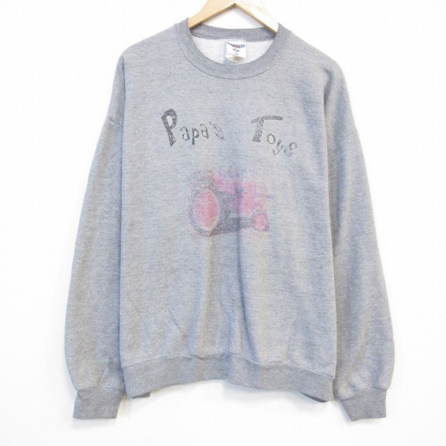 XL★古着 ジャージーズ 長袖 スウェット メンズ 00年代 00s Papas Toys クルーネック グレー 霜降り 25nov11