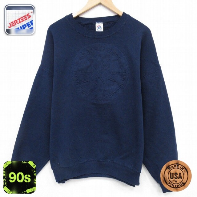 【50%OFF】ジャージーズ 90s 長袖スウェット DOWN ネイビー XL | 古着