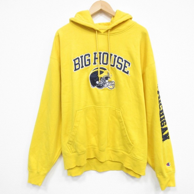 チャンピオン 00s 長袖パーカー BIG HOUSE刺繍 イエロー XL | 古着