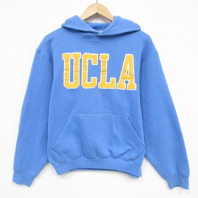 【20%OFF】M★古着 長袖 スウェット パーカー メンズ 00年代 00s UCLA 刺繍 USA製 水色 26jan26
