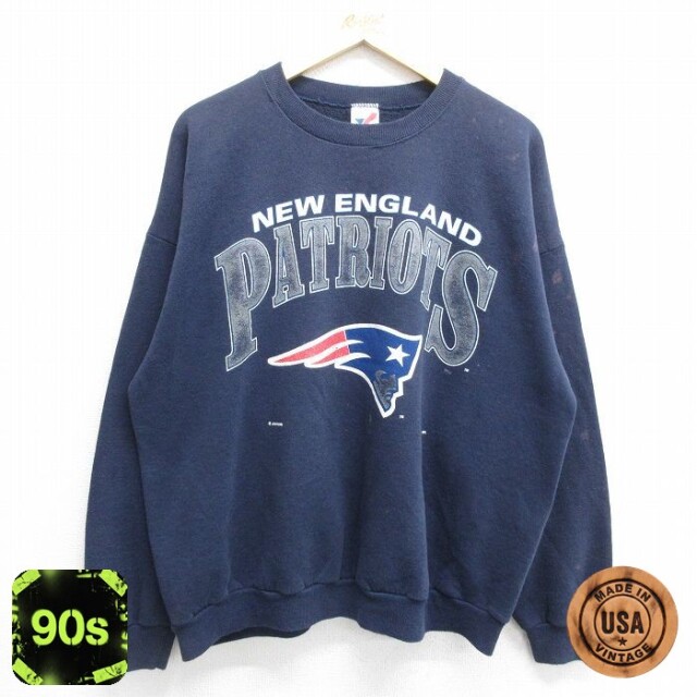 【50%OFF】ARTEX 90s 長袖スウェット NFL ニューイングランドペイトリオッツ ネイビー メンズXL相当 | 古着