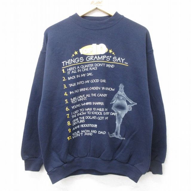 【50%OFF】00s 長袖スウェット GRAMPS TOP10 ネイビー L | 古着