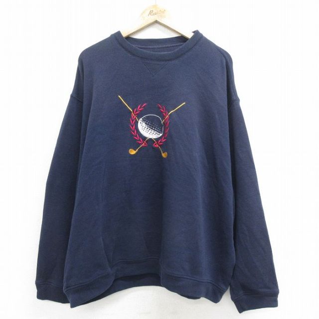 古着通販 XL☆古着 長袖 スウェット メンズ 90年代 90s ゴルフ 刺繍 