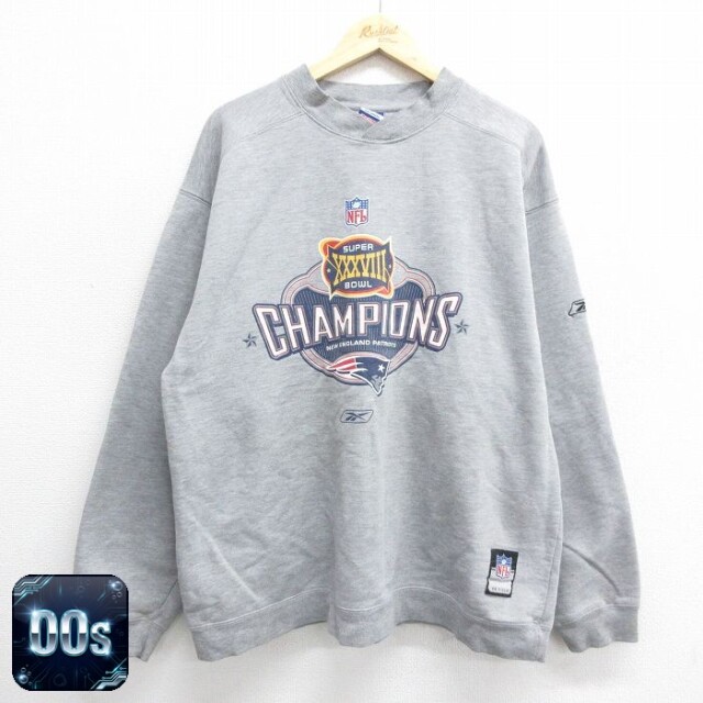 【50%OFF】リーボック 00s 長袖スウェット NFL ニューイングランドペイトリオッツ グレー メンズXL相当 | 古着