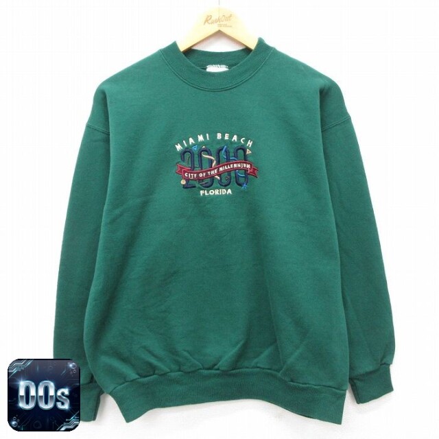 ヘインズ 00s 長袖スウェット マイアミビーチ グリーン M | 古着