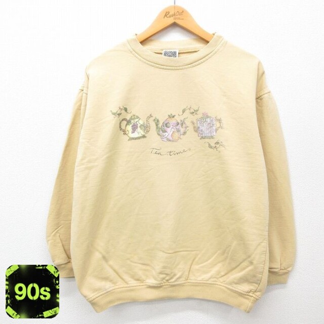 【50%OFF】Teatime 90s 長袖スウェット イエロー XL | 古着