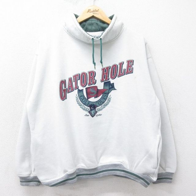 【50%OFF】L★古着 長袖 スウェット メンズ 90年代 90s GATOR HOLE モックネック ハイネック 薄グレー他 24sep10 中古 スエット トレーナー トップス