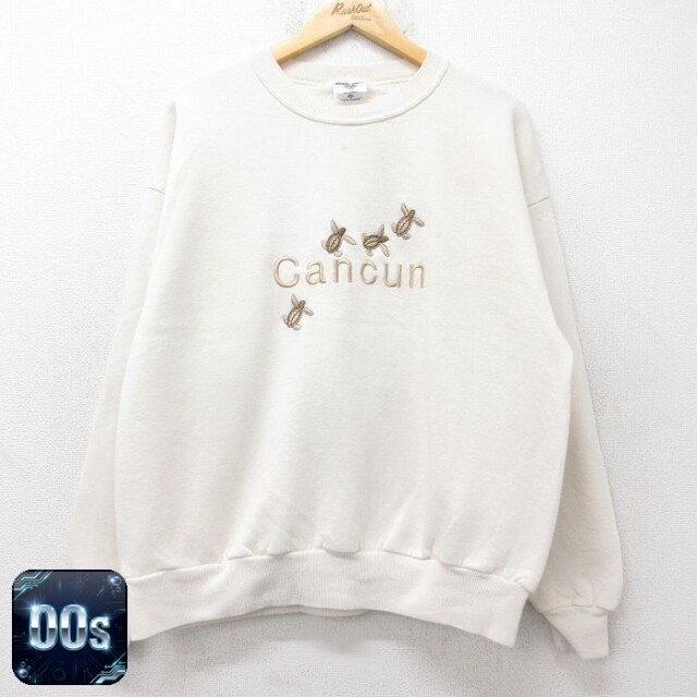 ジャージーズ 00s 長袖スウェット カンクンカメ刺繍 生成り XL | 古着