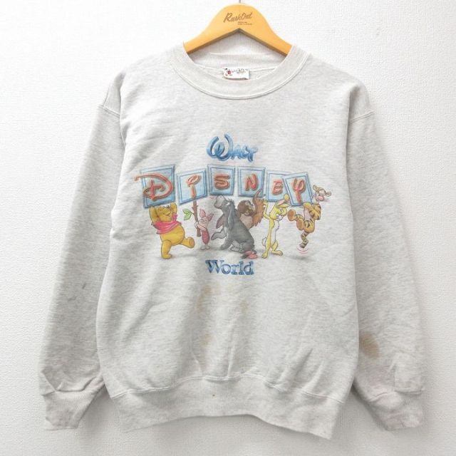 ディズニー 90s 長袖スウェット くまのプーさん グレー M | 古着