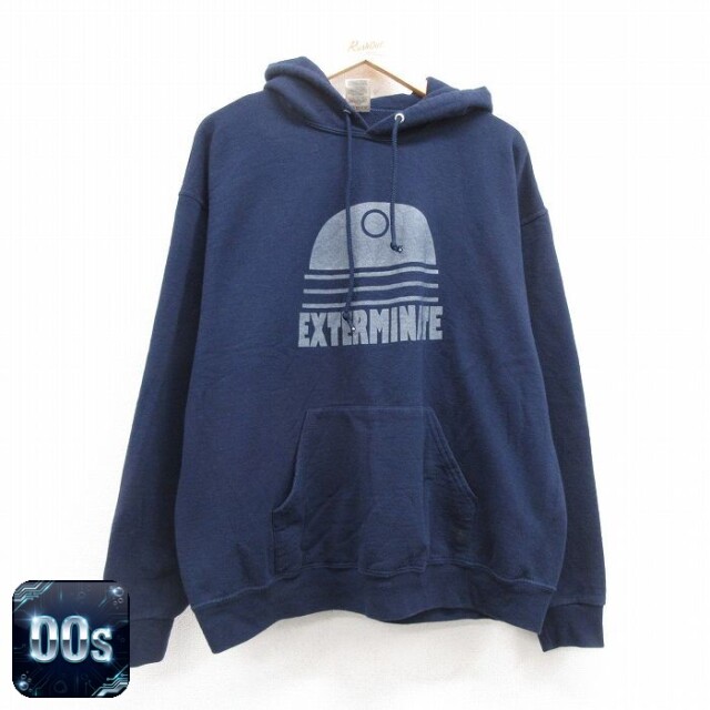 ジャージーズ 00s 長袖パーカー EXTERMINATE ネイビー XL | 古着