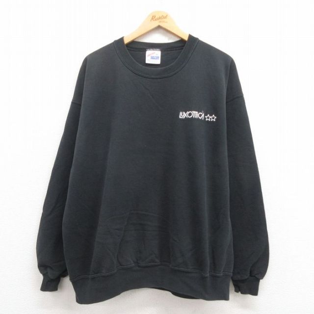 XL★古着 ジャージーズ 長袖 スウェット メンズ 90年代 90s LUXOTTICA 大きいサイズ USA製 黒 ブラック 25jul30 中古 スエット トレーナー トップス