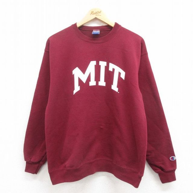 M★古着 チャンピオン Champion 長袖 スウェット メンズ 90年代 90s MIT クルーネック エンジ 25jul31 中古 スエット トレーナー トップス