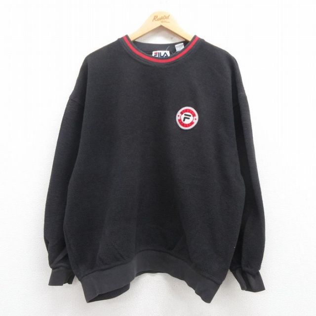 【50%OFF】フィラ 00s 長袖スウェット ワンポイントロゴ ブラック XL | 古着