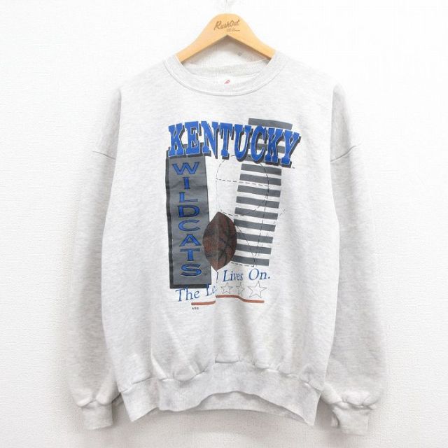 【50%OFF】L★古着 ジャージーズ 長袖 スウェット メンズ 90年代 90s ケンタッキー クルーネック USA製 グレー 霜降り 25aug01 中古 スエット トレーナー トップス
