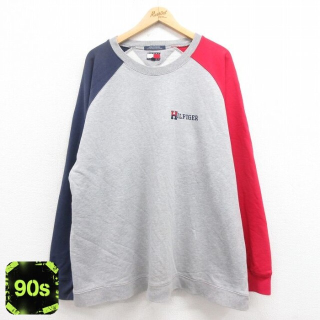 トミーヒルフィガー 90s ワンポイントロゴスウェット グレー XL | 古着