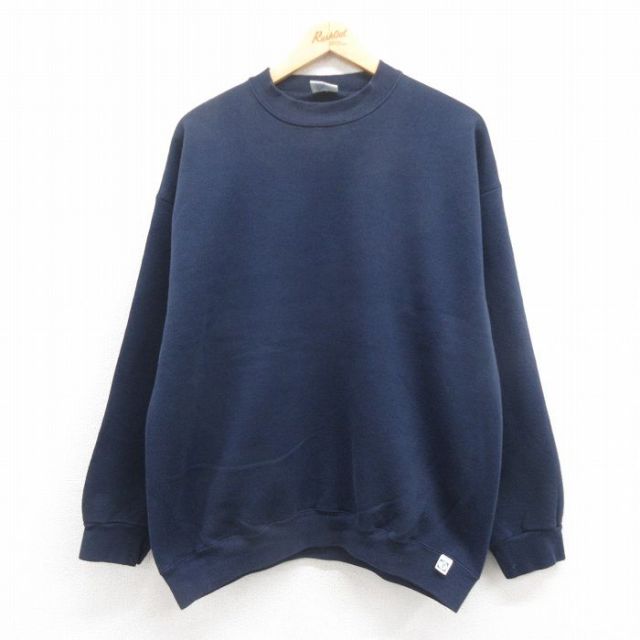 XL★古着 ディスカス 長袖 スウェット メンズ 90年代 90s 無地 USA製 紺 ネイビー 25aug05 中古 スエット トレーナー トップス