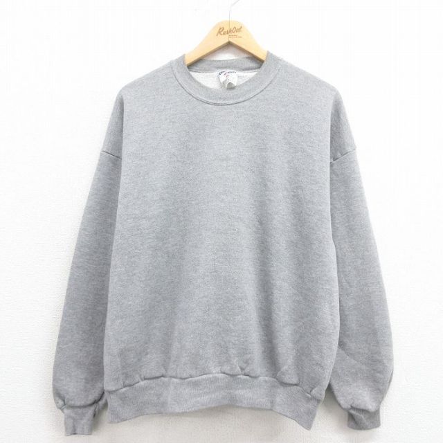 【20%OFF】XL★古着 ジャージーズ 長袖 スウェット メンズ 90年代 90s 無地 クルーネック USA製 グレー 霜降り 25aug05 中古 スエット トレーナー トップス