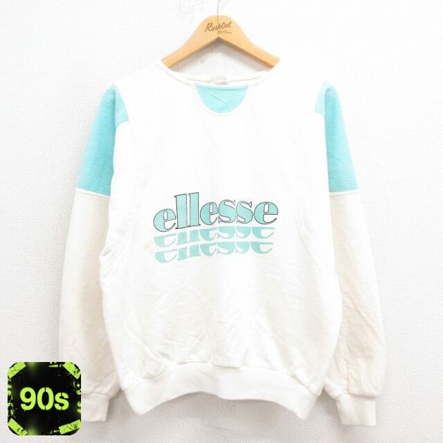 エレッセ 90s 長袖スウェット ビッグロゴ ホワイト M | 古着
