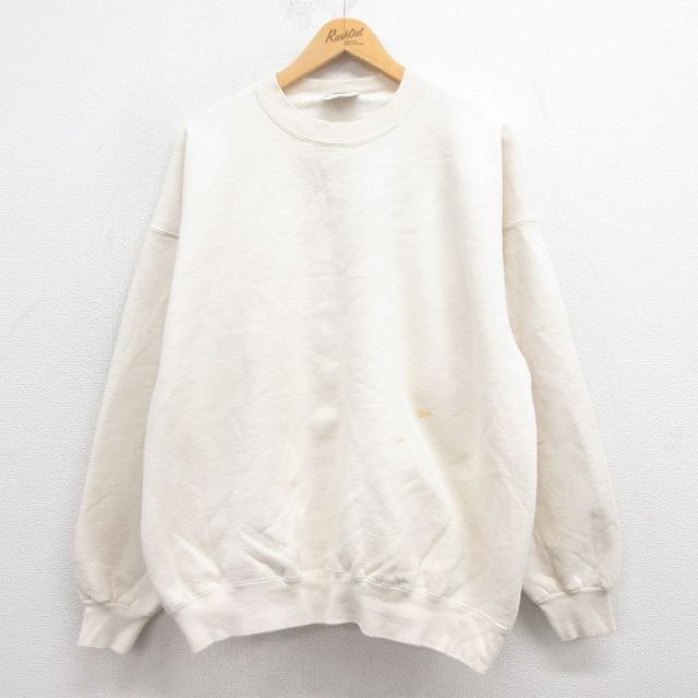 XL★古着 スポルディング 長袖 スウェット メンズ 00年代 00s 無地 大きいサイズ クルーネック 薄ベージュ カーキ 25aug08 中古 スエット トレーナー トップス