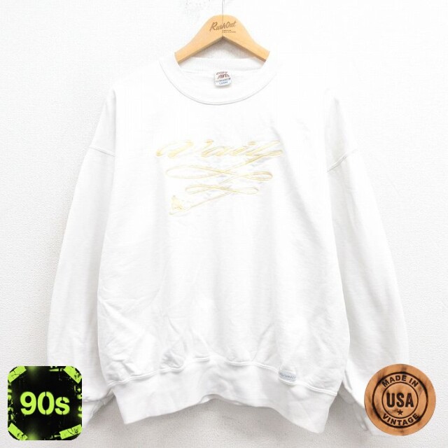 Crazy Shirts 90s 長袖スウェット スキー刺繍 ホワイト XL | 古着