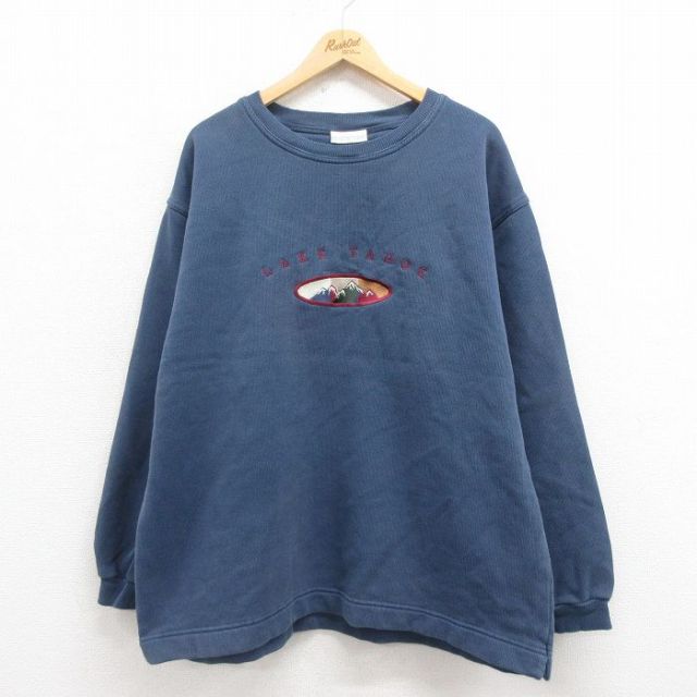 タホ 90s 長袖スウェット 刺繍 ネイビー XL | 古着