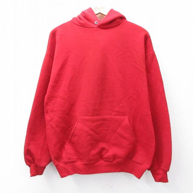 XL★古着 ジャージーズ 長袖 スウェット パーカー メンズ 90年代 90s 無地 USA製 赤 レッド 25sep01 中古 スエット トレーナー トップス