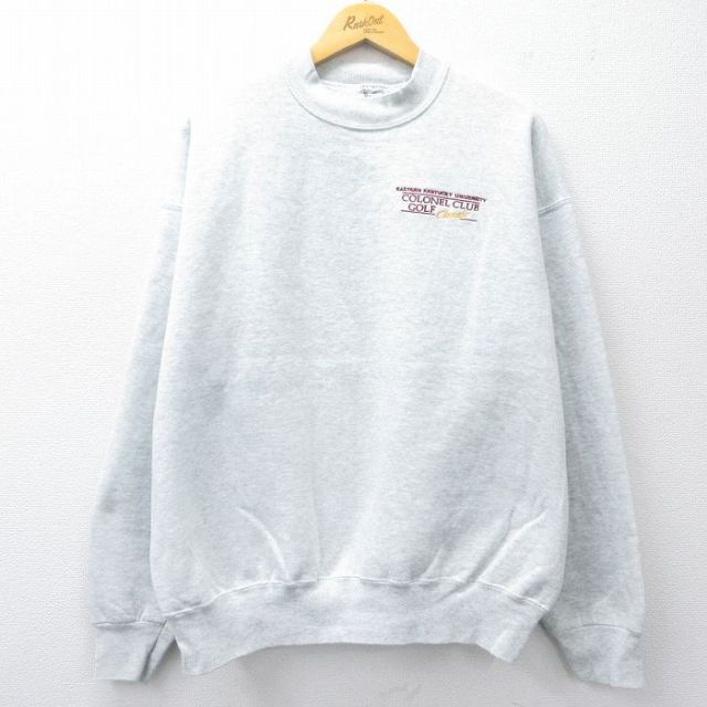 XL★古着 フルーツオブザルーム 長袖 スウェット メンズ 90年代 90s イースタンケンタッキー 大学 ゴルフ 大きいサイズ クルーネック USA製 薄グレー 霜降り 25sep01 中古 スエット トレーナー トップス