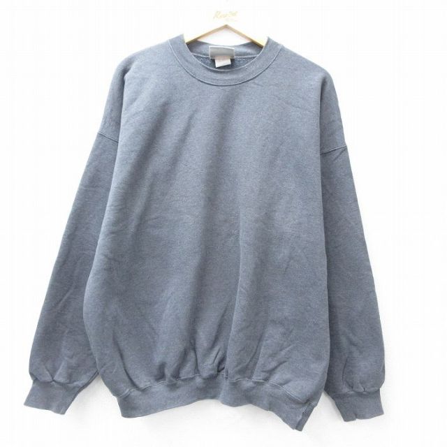 XL★古着 ヘインズ Hanes 長袖 スウェット メンズ 00年代 00s 無地 大きいサイズ クルーネック 濃グレー 25sep04 中古 スエット トレーナー トップス