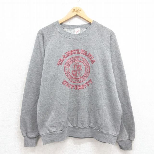 L★古着 ジャージーズ 長袖 スウェット メンズ 80年代 80s トランシルベニア カレッジ ラグラン USA製 グレー 霜降り 【spe】 25sep05 中古 スエット トレーナー トップス