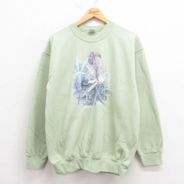 【50%OFF】00s 長袖スウェット 花トンボ グリーン L | 古着