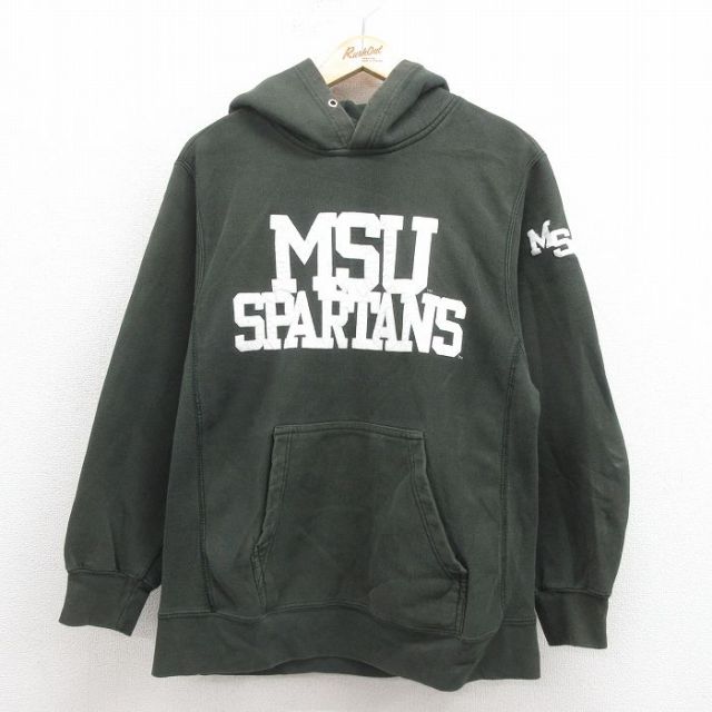 S★古着 MVスポーツ 長袖 スウェット メンズ 00年代 00s MSU 濃緑 グリーン 25sep05 中古 スエット トレーナー トップス