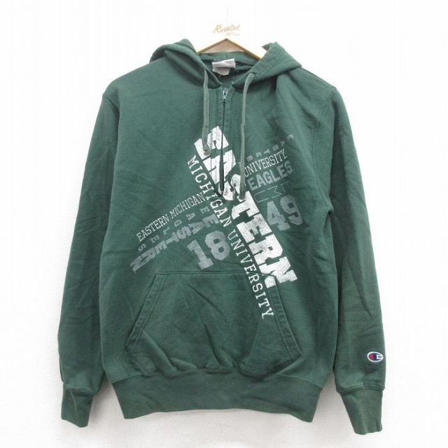 【50%OFF】チャンピオン 00s 長袖ハーフジップスウェット ミシガン グリーン S | 古着