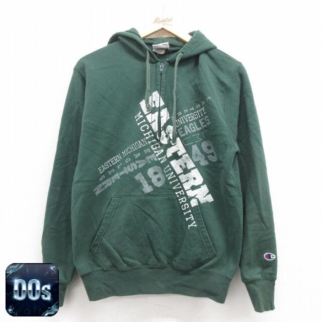 チャンピオン 00s 長袖ハーフジップスウェット ミシガン グリーン S | 古着