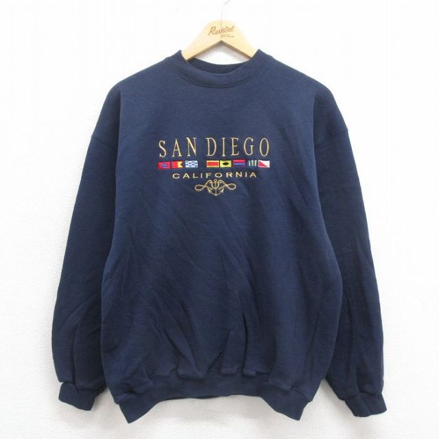 【50%OFF】TULTEX 90s 長袖スウェット サンディエゴ刺繍 ネイビー L | 古着