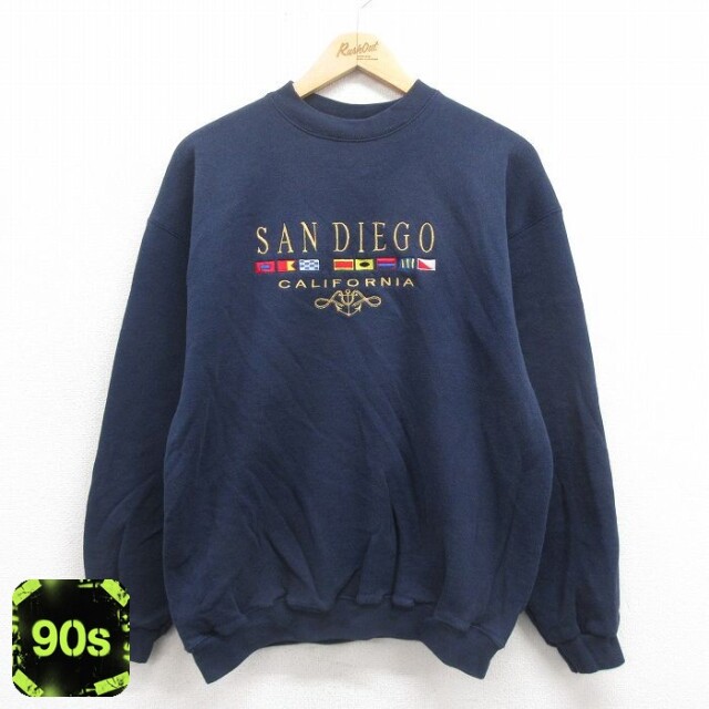 【50%OFF】TULTEX 90s 長袖スウェット サンディエゴ刺繍 ネイビー L | 古着