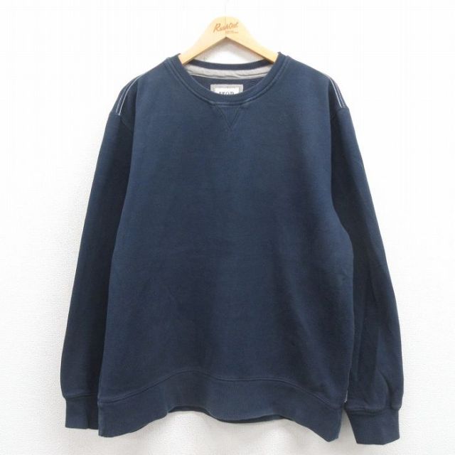XL★古着 IZOD 長袖 スウェット メンズ 無地 クルーネック 紺 ネイビー 25sep06 中古 スエット トレーナー トップス